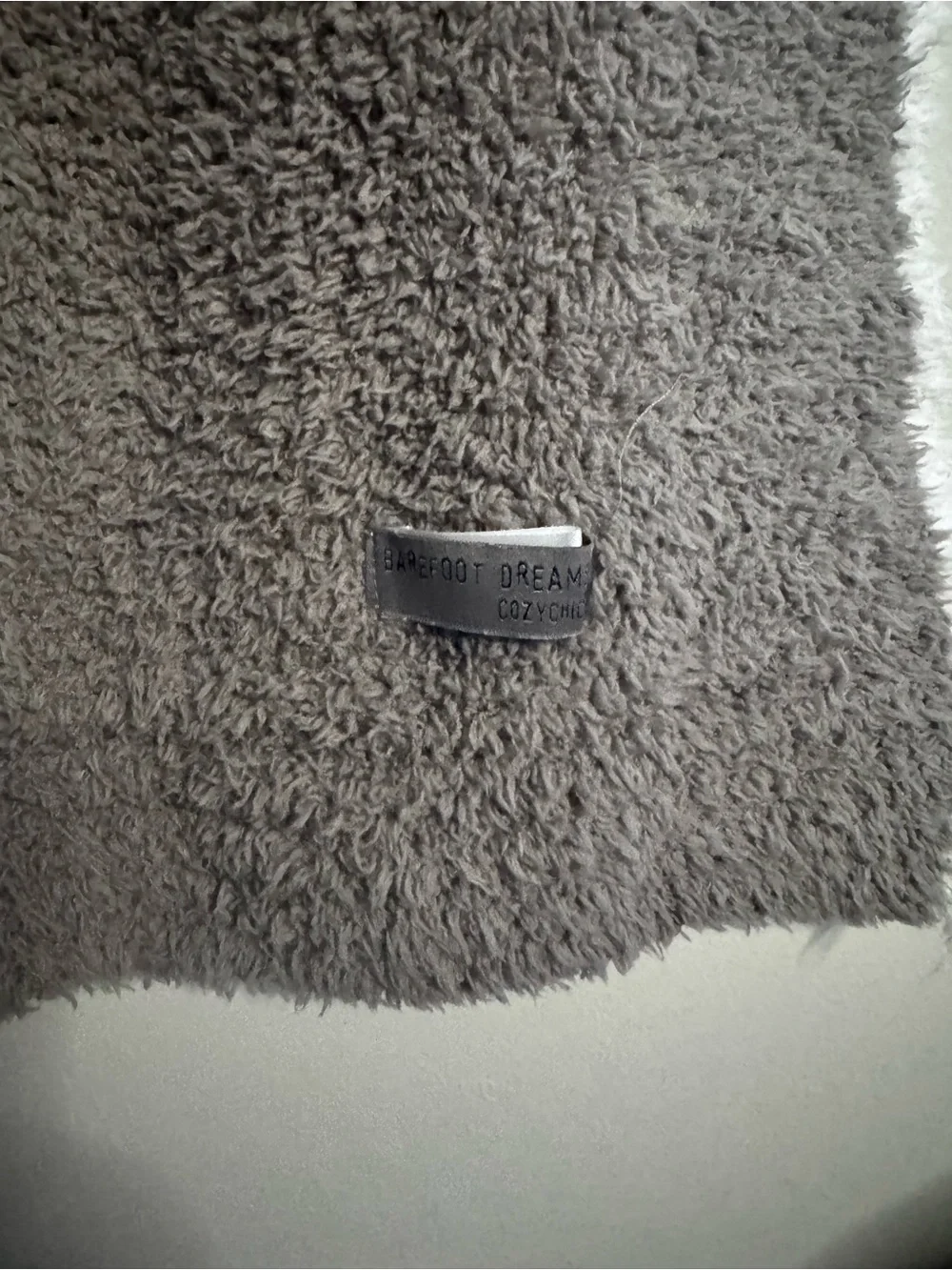 Barefoot dreams Cozy Plush Throw Blanket in Gray with White Trim